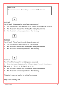 Equations with 2 unknowns worksheet