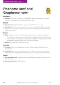 Phoneme "ow" and Grapheme "ow" - Lesson plan