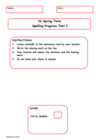 Spring Term Spelling Progress Test 1