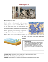 Earthquakes - Reading with Comprehension Questions