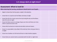 Assessment - Is it always dark at night-time - EYFS