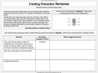 Writing Fiction - Creating Characters - Worksheet