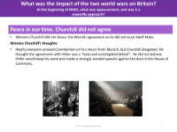 Peace in our time - Churchill did not agree - World War 1 and 2 - Year 6