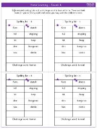 Spelling - Home learning - Sound K