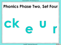 Phonics Phase 2, Set 4 - ck, e, u, r - English Phonics Teaching PowerPoint with Worksheets - PowerPoint