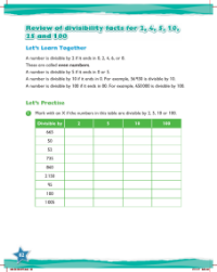 Practice, Review of divisibility facts for 2, 4, 5, 10, 25 and 100 (1)