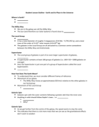 Earth and its Place in the Universe - Student Lesson Outline