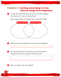 Work Book, Sorting according to two criteria using Venn diagram
