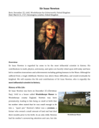 Isaac Newton - Reading with Comprehension Questions