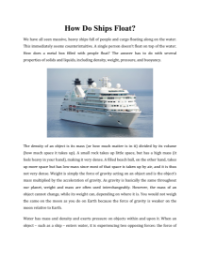 Density and Buoyancy - How Do Ships Float Reading with Comprehension Questions 2