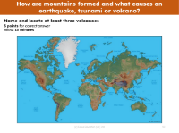 Locate on a map - Three volcanoes