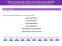 Set out the information on the timeline - Worksheet - Year 6