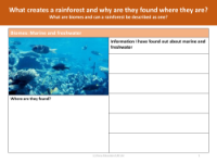 Biomes: Marine and freshwater fact file - Worksheet