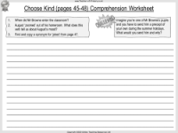 Choose Kind - Comprehension Worksheet 2