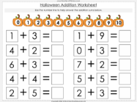 Halloween Addition to 10 - Worksheet