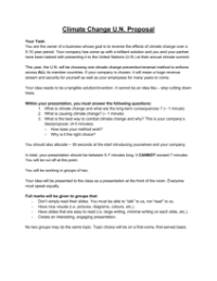 Climate Change - U.N. Solution Proposal Activity