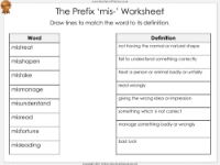 The Prefix 'mis-' - Worksheet