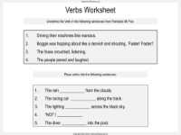 Fantastic Mr Fox - Lesson 5 - Verbs Worksheet