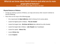 Physical features of Mexico - Info sheet