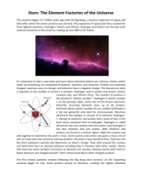 Stars - The Element Factories of the Universe Reading with Comprehension Questions and Answers