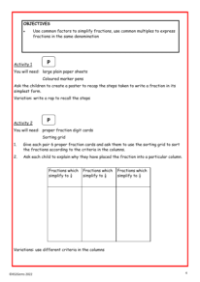 Simplifying fractions worksheet