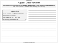 Loompaland - Augustus Gloop Worksheet