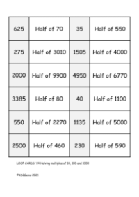 Halving multiples of 10, 100 and 1000