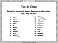 Common Word Endings 2 - Worksheet