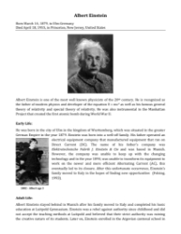 Albert Einstein - Reading with Comprehension Questions