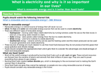 What is renewable energy and is it better than fossil fuels? - Teacher notes