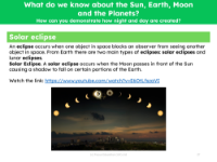 Solar eclipse - Info sheet