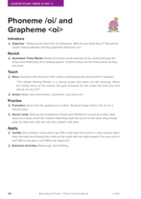 Phoneme "oi" and Grapheme "oi" - Lesson plan 