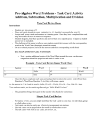 Pre-Algebra Word Problems - Task Cards Activity