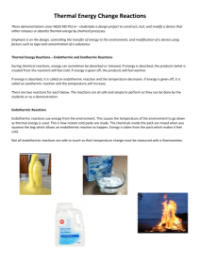 Thermal Energy Change Reactions Experiments