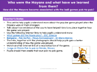 How did the Maya become associated with the ball games pok-ta-pok? - Teacher notes