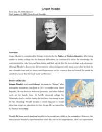 Gregor Mendel - Reading with Comprehension Questions