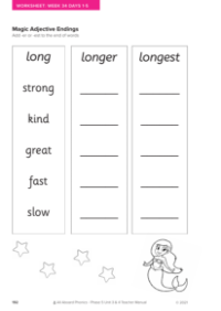 Magic Adjective Endings activity - Worksheet