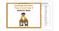 Year 3 and Year 4 Autumn Term Spellings Dictation
