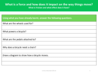 How do gears allow a smaller force to have a greater effect? - worksheet