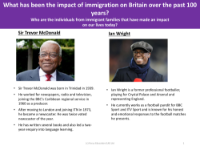Sir Trevor McDonald and Ian Wright - Info sheet