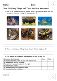 Living Things and their Habitats - Assessment