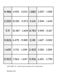 Loop Card Game - Subtracting two numbers with 3 decimal places