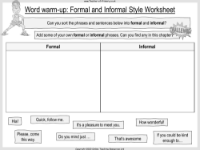 Wonder Lesson 9: Jack, Will, Julian and Charlotte - Word warm-up: Formal and Informal Style