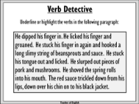 Skellig Lesson 6: Powerful Verbs - Verb Detective Worksheet