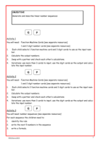 Linear number sequences worksheet