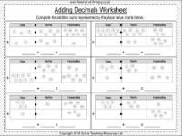 Adding Decimals (with the same number of decimal places) - Worksheet