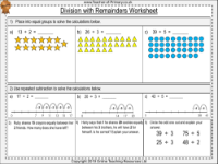 Division with Remainders - Worksheet