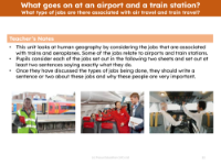 What types of jobs are there associated with air travel and train travel? - Teacher notes