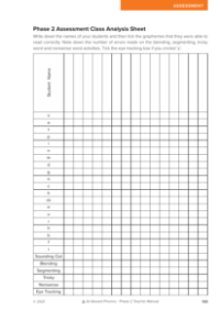 Eye Tracking Assessment sheet - Resource 