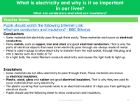 What are conductors and what are insulators? - Teacher notes